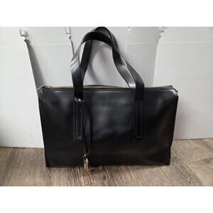 Ripani Black Italian Leather Laptop Tote Bag Gold Hardware Shoulder Purse